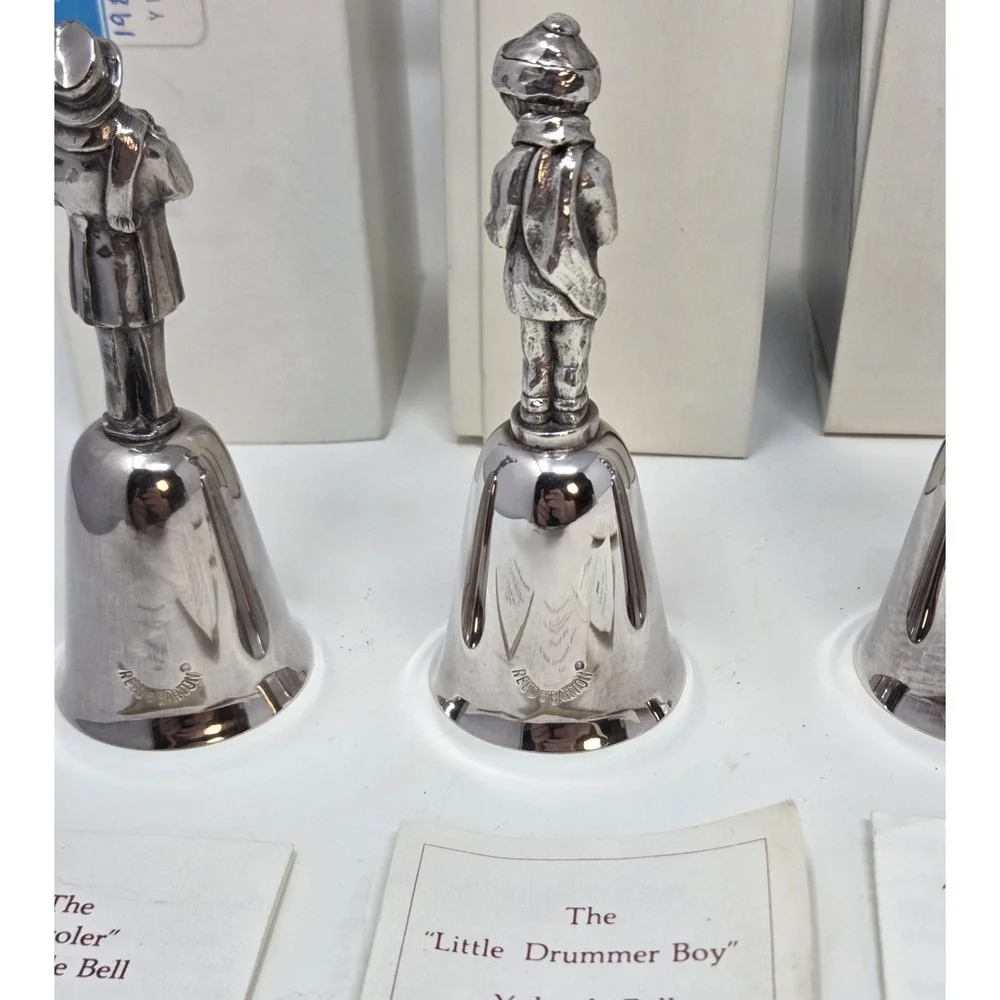 Reed & Barton Yuletide Bell Lot 8 Silverplate Christmas Figural Bells w/ Boxes